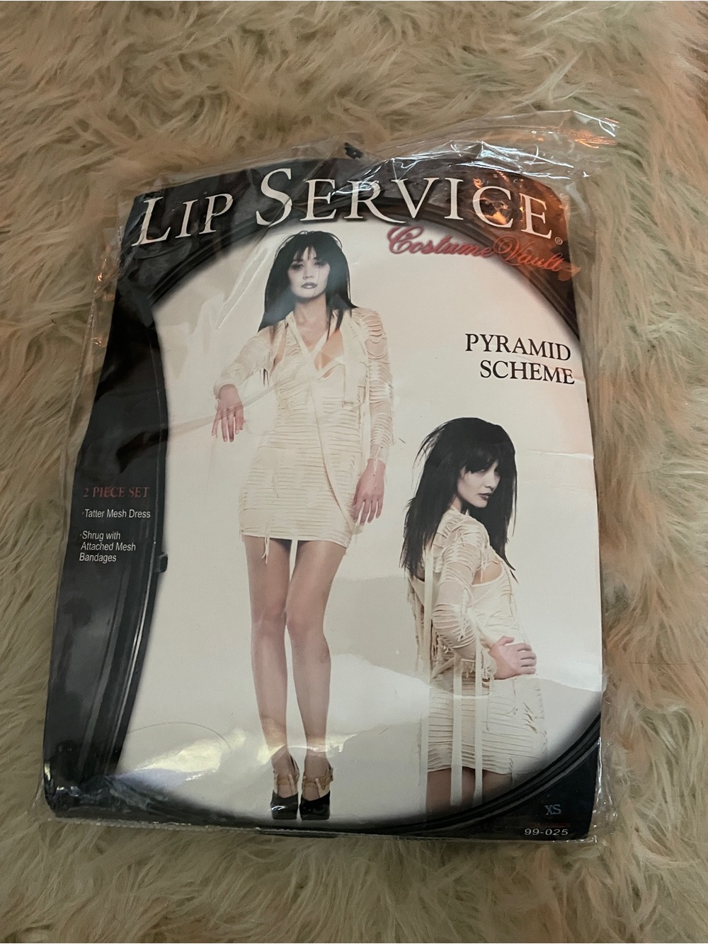 Lip Service Cream Mesh Bandage Dress